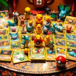 Explore a captivating collection of Pokemon cards India with vibrant designs and unique characters displayed artfully on a table.